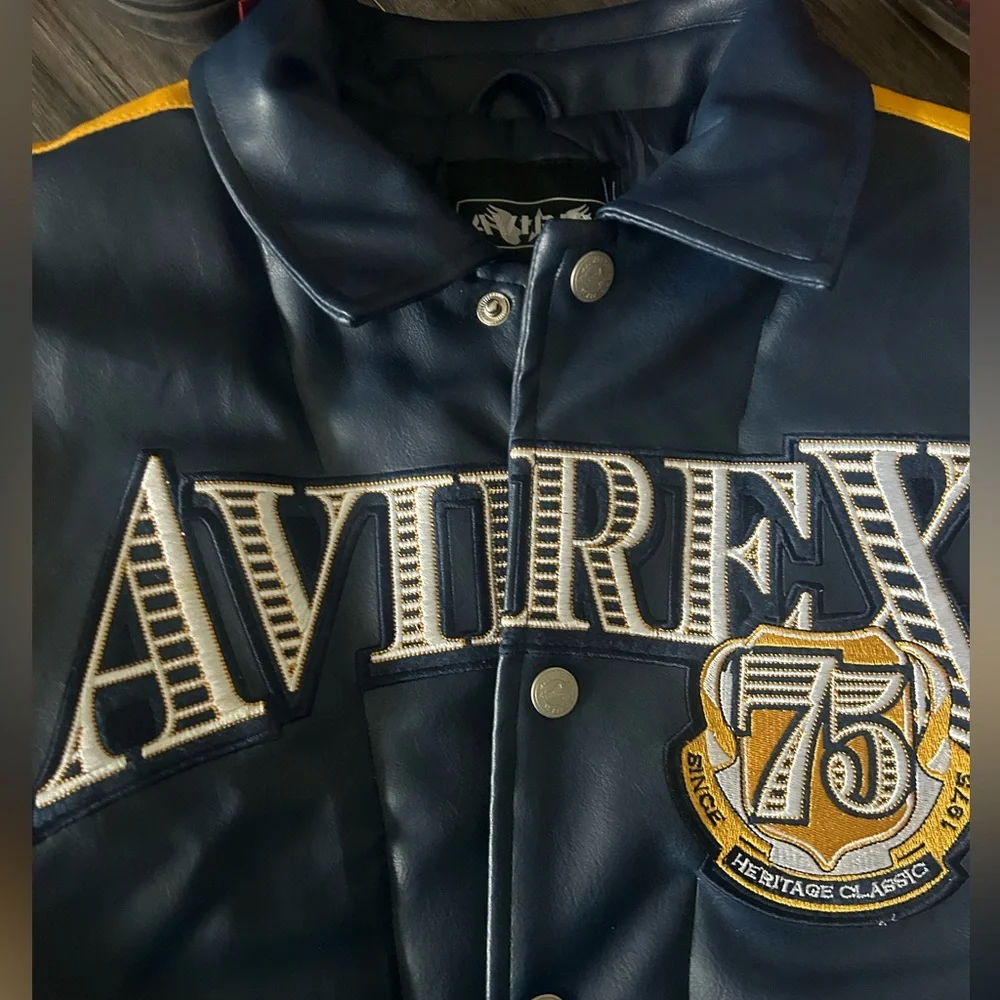 AVIREX 1975 New York leather bomber button down jacket youth large - super rare - Picture 7 of 13